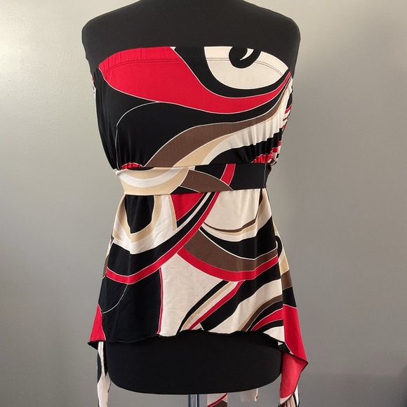 Stylish Strapless Top with Bold Patterns - Picture 1 of 2